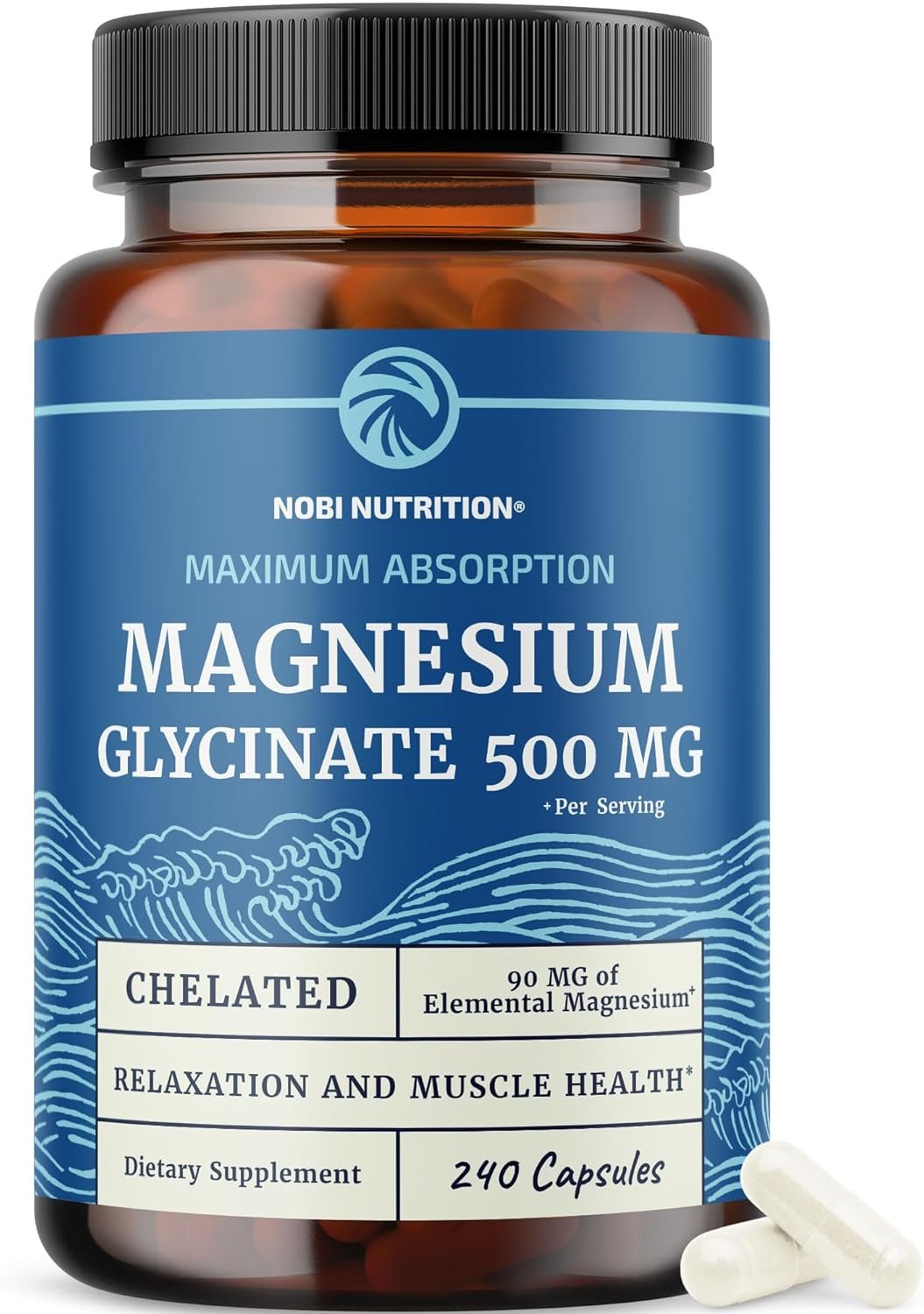 Magnesium Glycinate 500mg, High Absorption, Sleep & Muscle Health Support