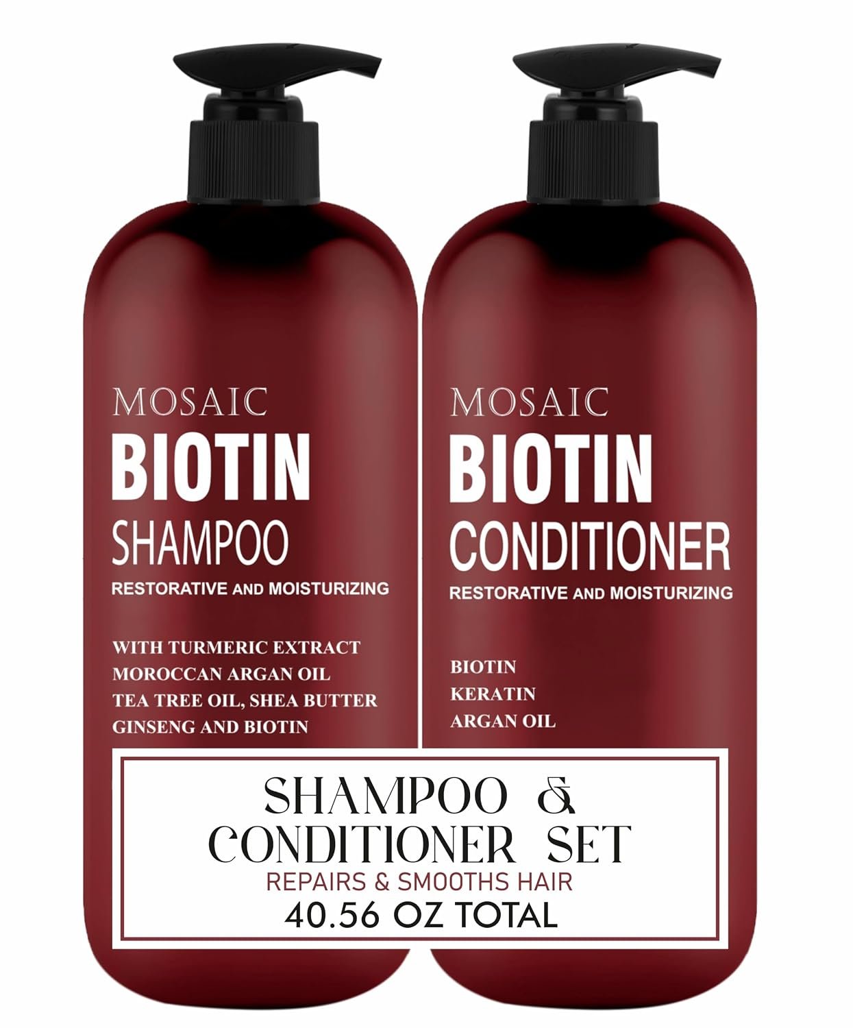 Biotin Volumizing Shampoo and Conditioner Set for Thinning Hair and Regrowth – Ultimate Anti Hair Loss, Thickening Growth Treatment Care for Men & Women
