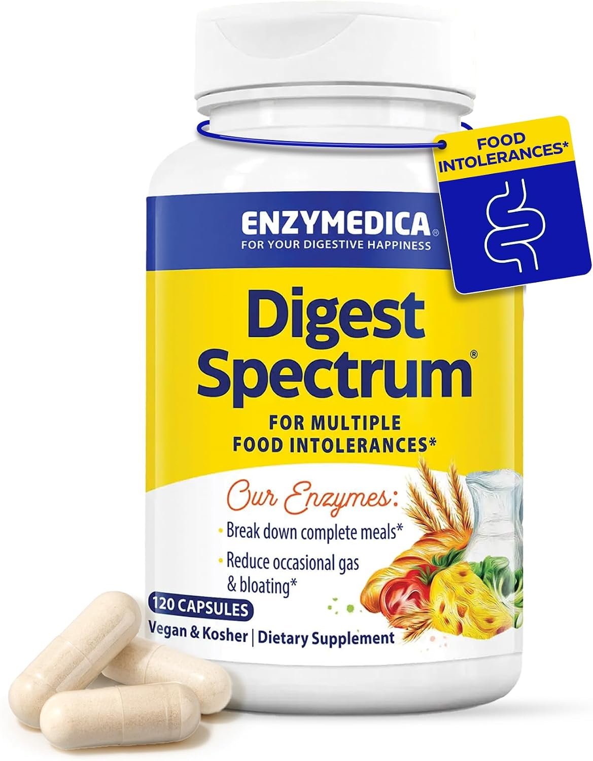 Enzymedica Digest Spectrum – Helps Gas & Bloating – 120 Capsules
