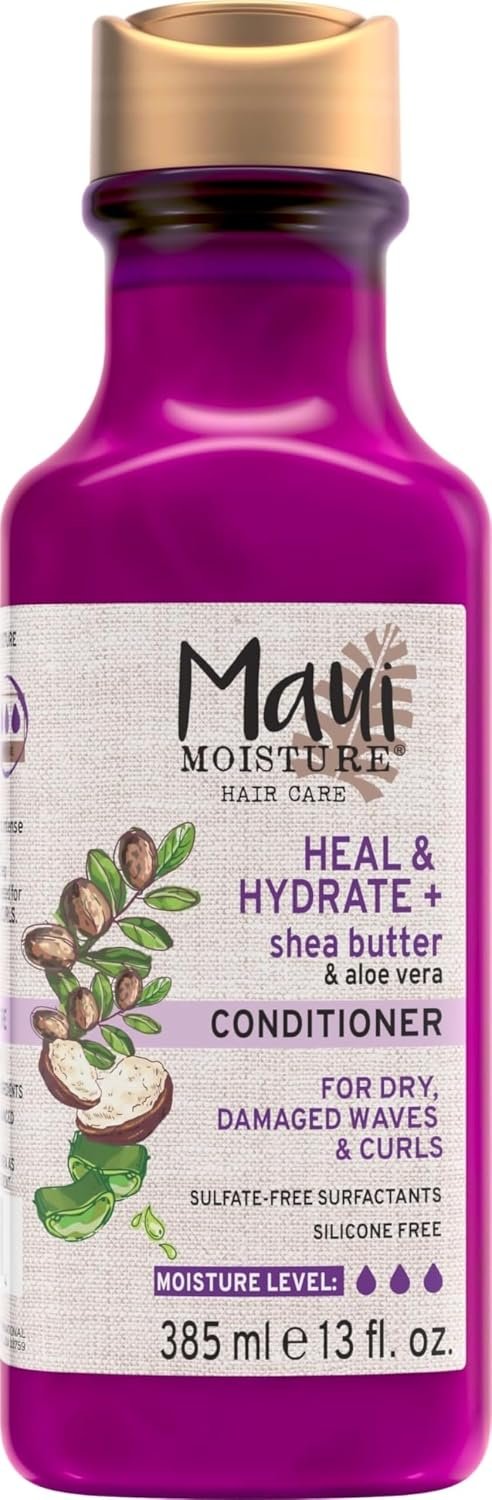 Maui Moisture Heal & Hydrate + Shea Butter Conditioner to Repair & Deeply Moisturize Tight Curly Hair with Coconut & Macademia Oils, Vegan, Silicone, Paraben & Sulfate-Free, 13 fl oz
