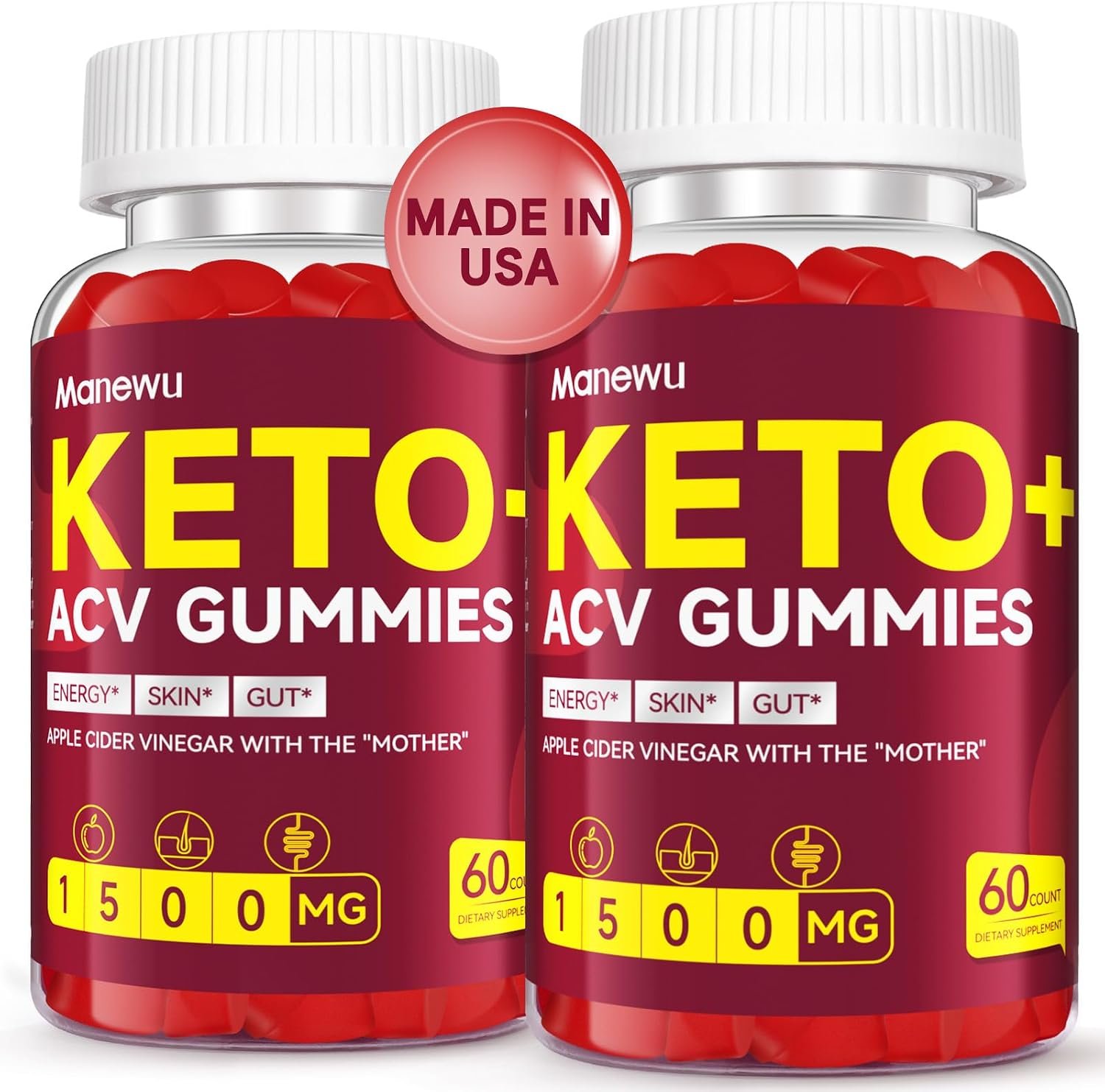 Keto ACV Gummies 1500mg, Organic Apple Cider Vinegar with Mother