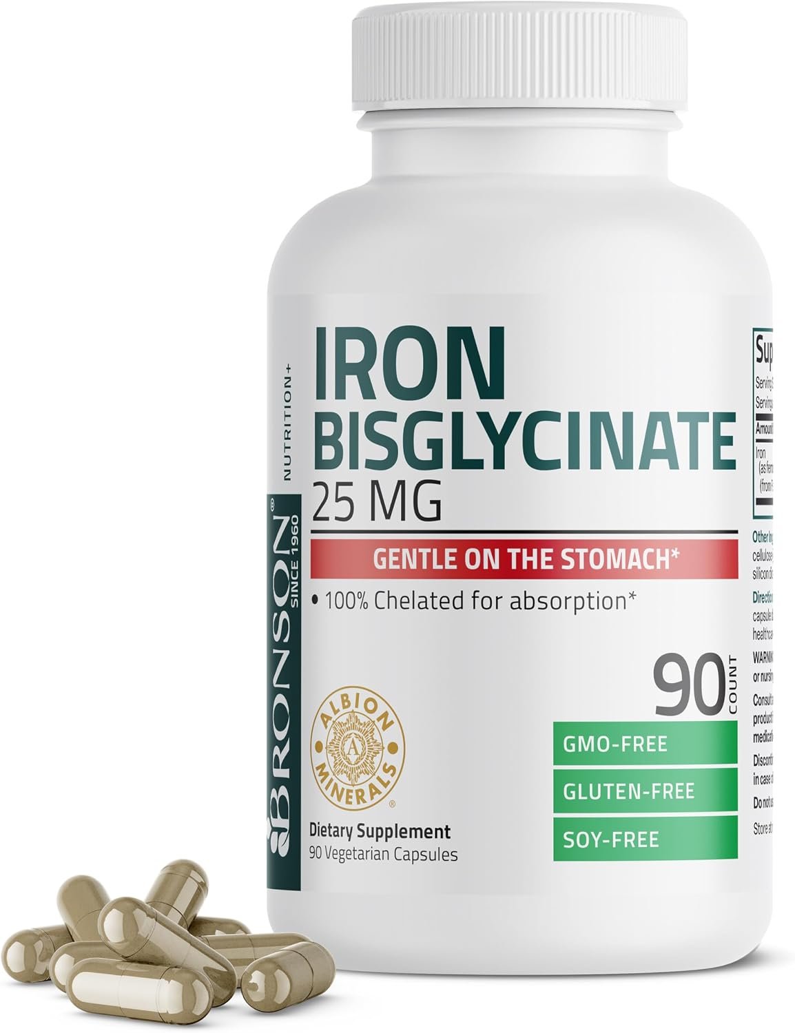 Bronson Iron Bisglycinate 25 mg, 90 Vegetarian Capsules