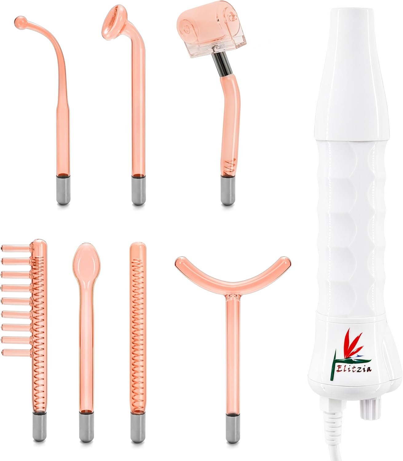 Hi Frequency Facial Care Tool Skin Tonning Device with 7 Electrode Tubes 2 Colors Options Elitzia ETSC640N (Orange)