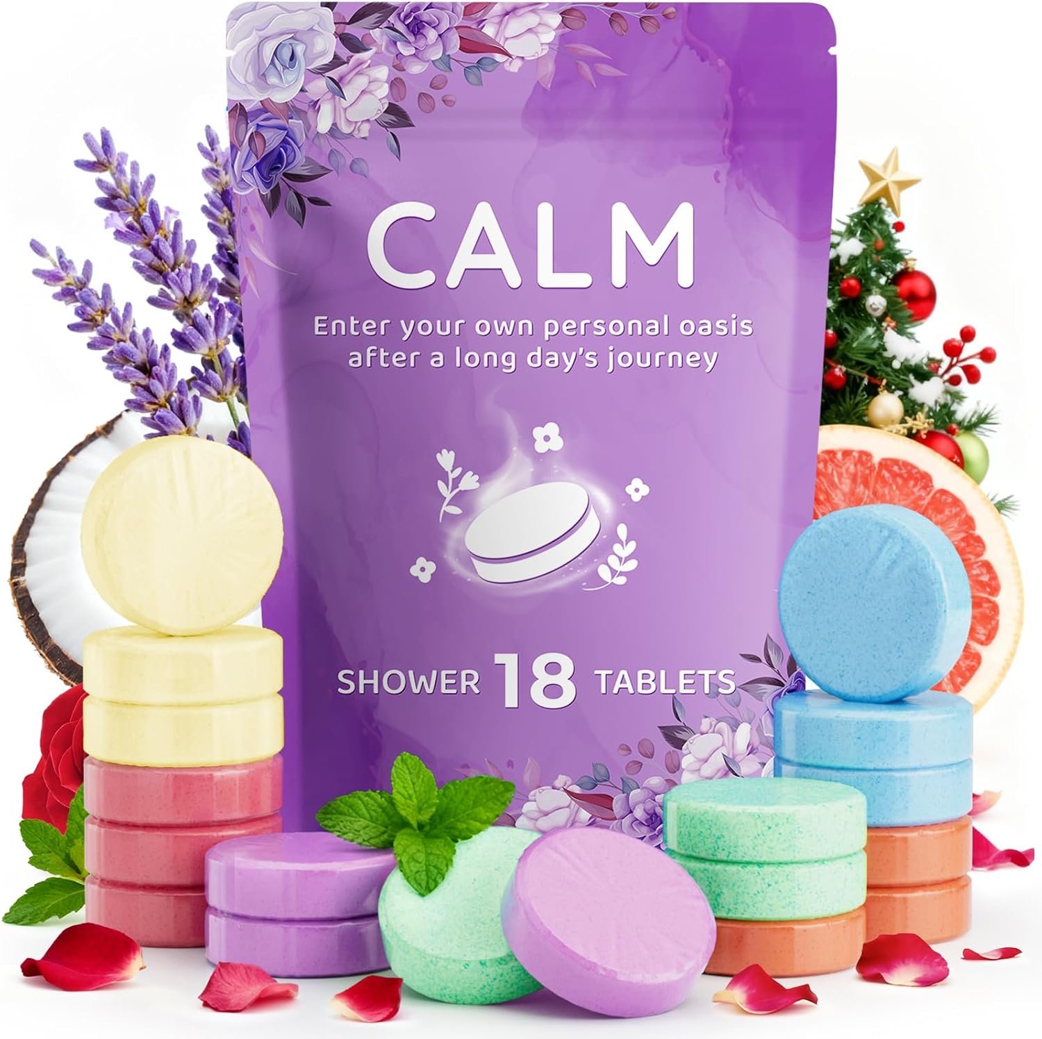 DeckTheHalls 18 Pack Shower Steamers – Mother’s Day Presents – Shower Bombs with Lavender Mint Rose Coco Sea Grapefruit Natural Fragrance, Self Care & Relaxation Presents for Women and Men