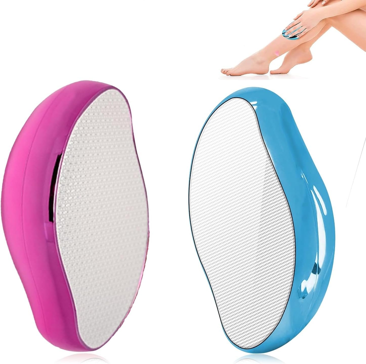 2PCS Crystal Hair Eraser for Women and Men, Reusable Crystal Hair Remover Magic Painless Exfoliation Hair Removal Tool, Magic Hair Eraser for Back Arms Legs (Pink Blue-2)
