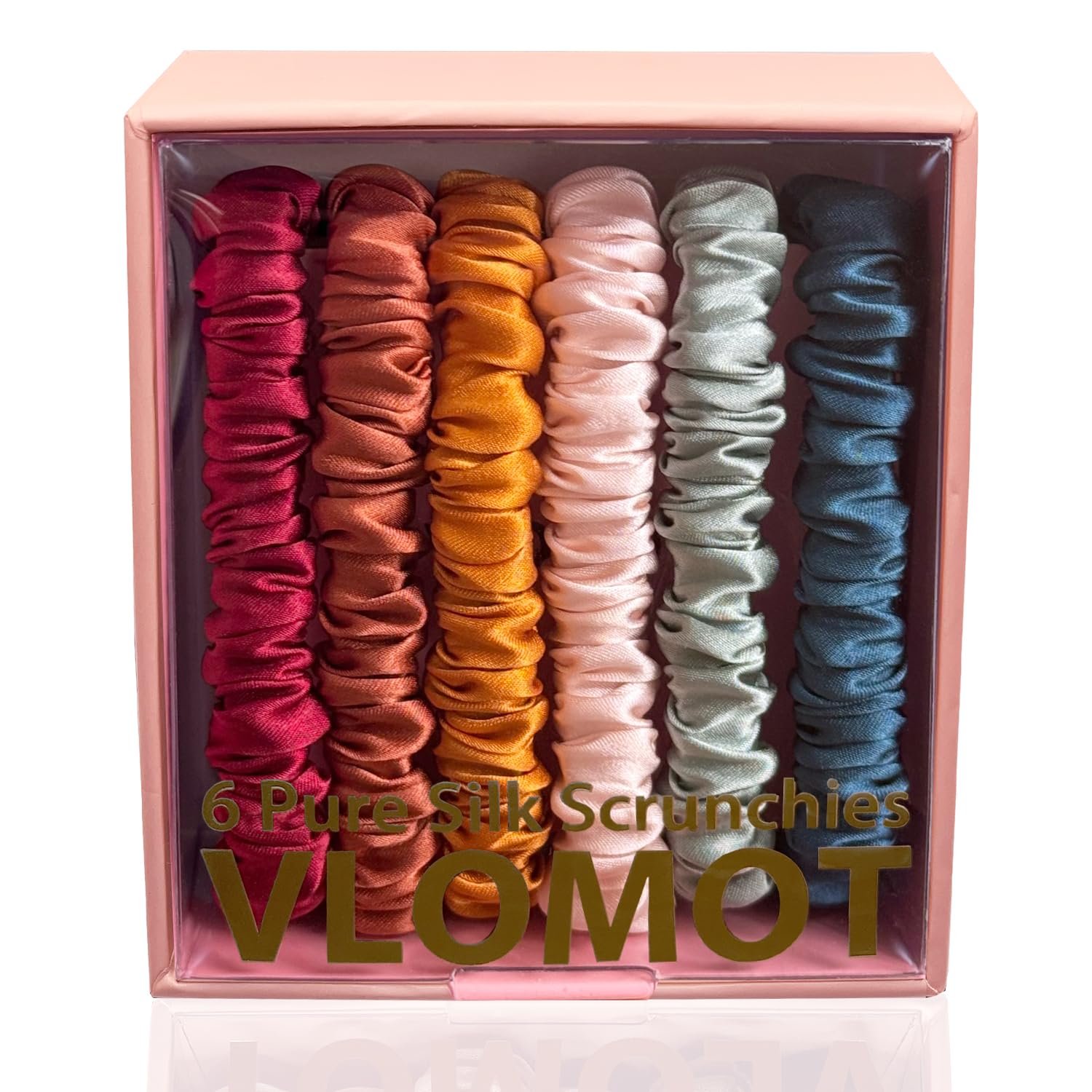 VLOMOT 6 Pcs Set 100% Pure Mulberry Silk Hair Scrunchies (Vintage)