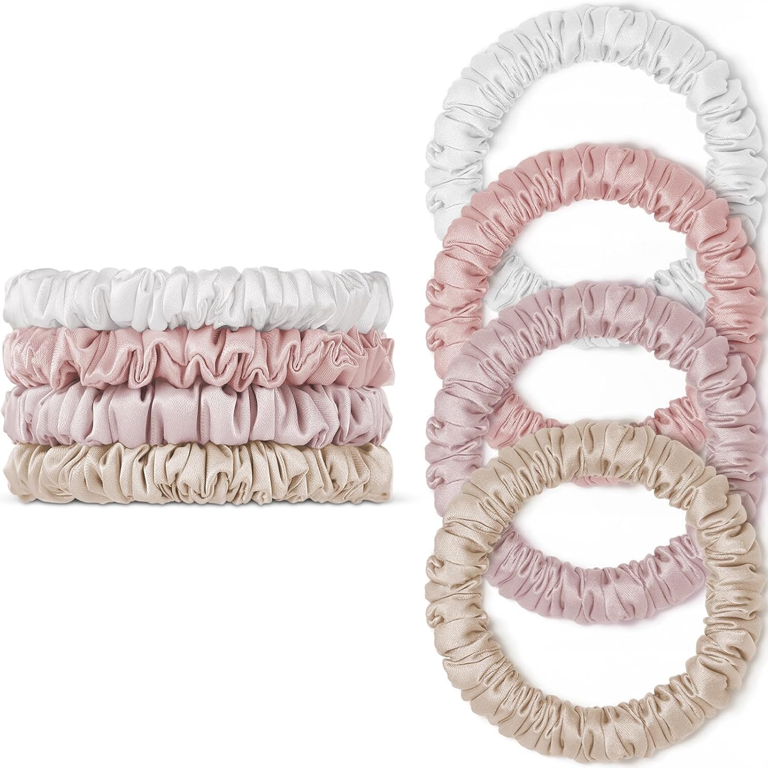 Scrunchies Hair Ties Silky Satin Scrunchy, WantGor Women 4PC Hair Bands