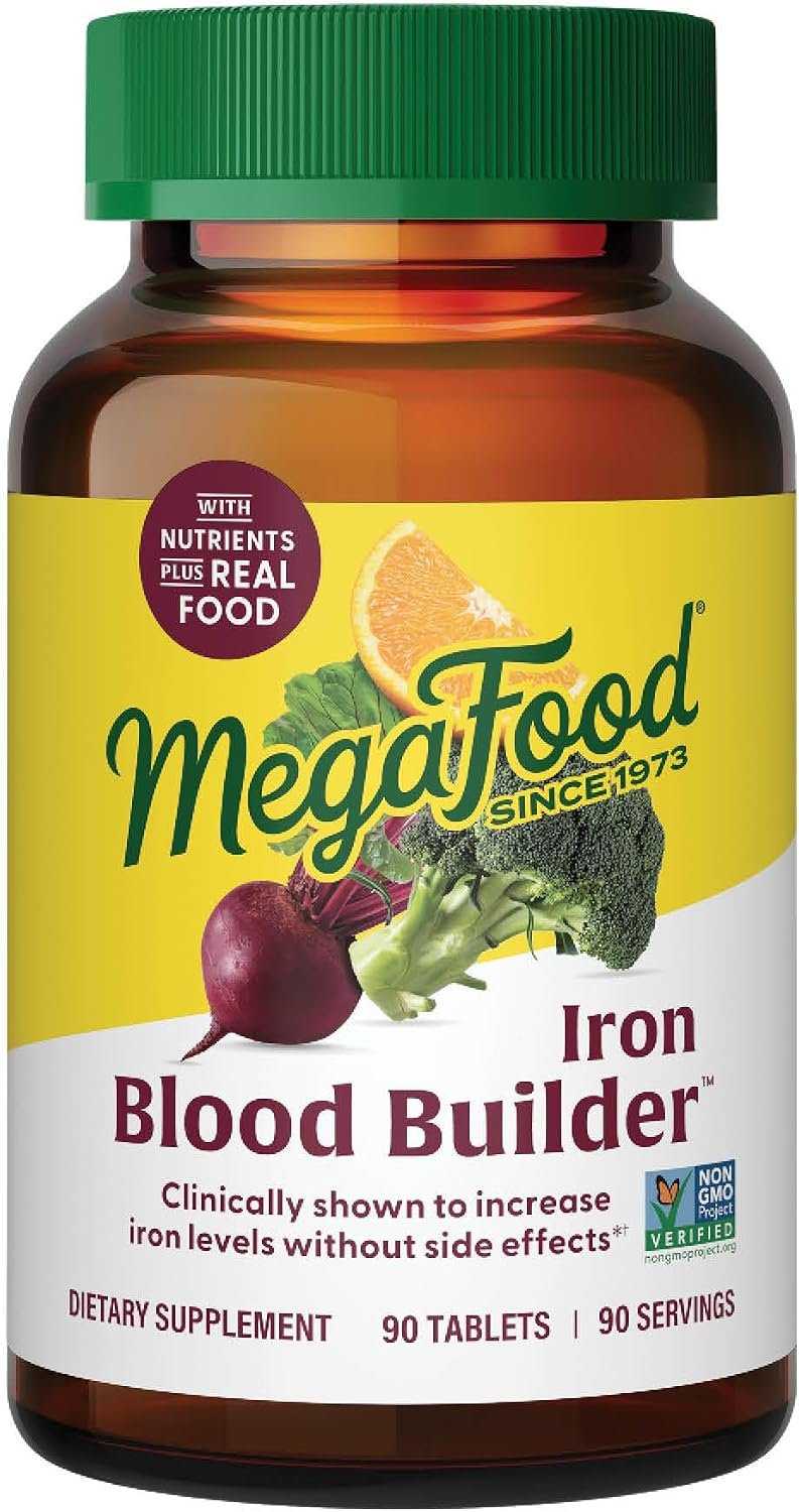 MegaFood Blood Builder Iron Supplement, Energy Support, Vegan, 90 Tablets