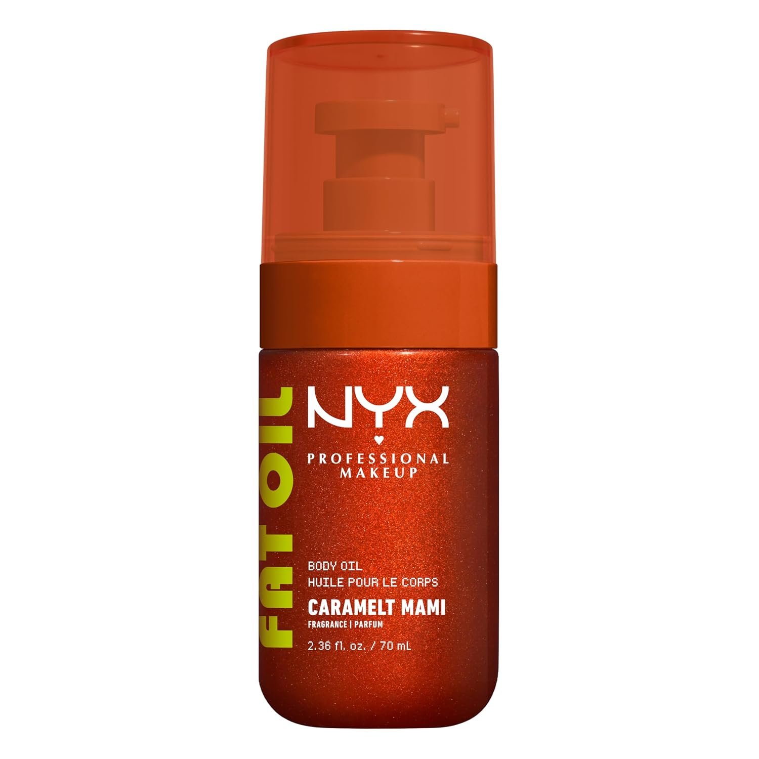NYX PROFESSIONAL MAKEUP Fat Oil Body Oil in Caramelt Mami, Caramel Scented Body Glow Moisturizer With Vitamin E for 24HR Hydration and Glowing Skin, Bronzed Finish, Vegan & Cruelty-Free