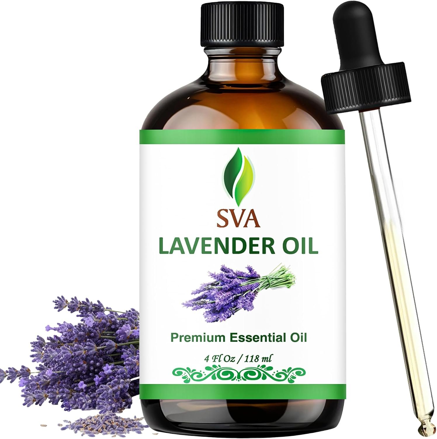 SVA Lavender Essential Oil, Glass Bottle with Dropper, 4 Fl Oz (118 ml)