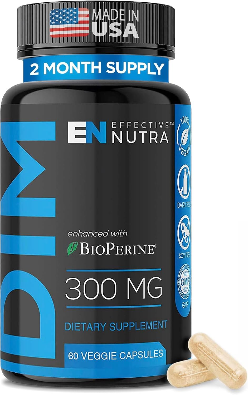 Effective Nutra DIM Supplement 300 mg with BioPerine, 60 Count