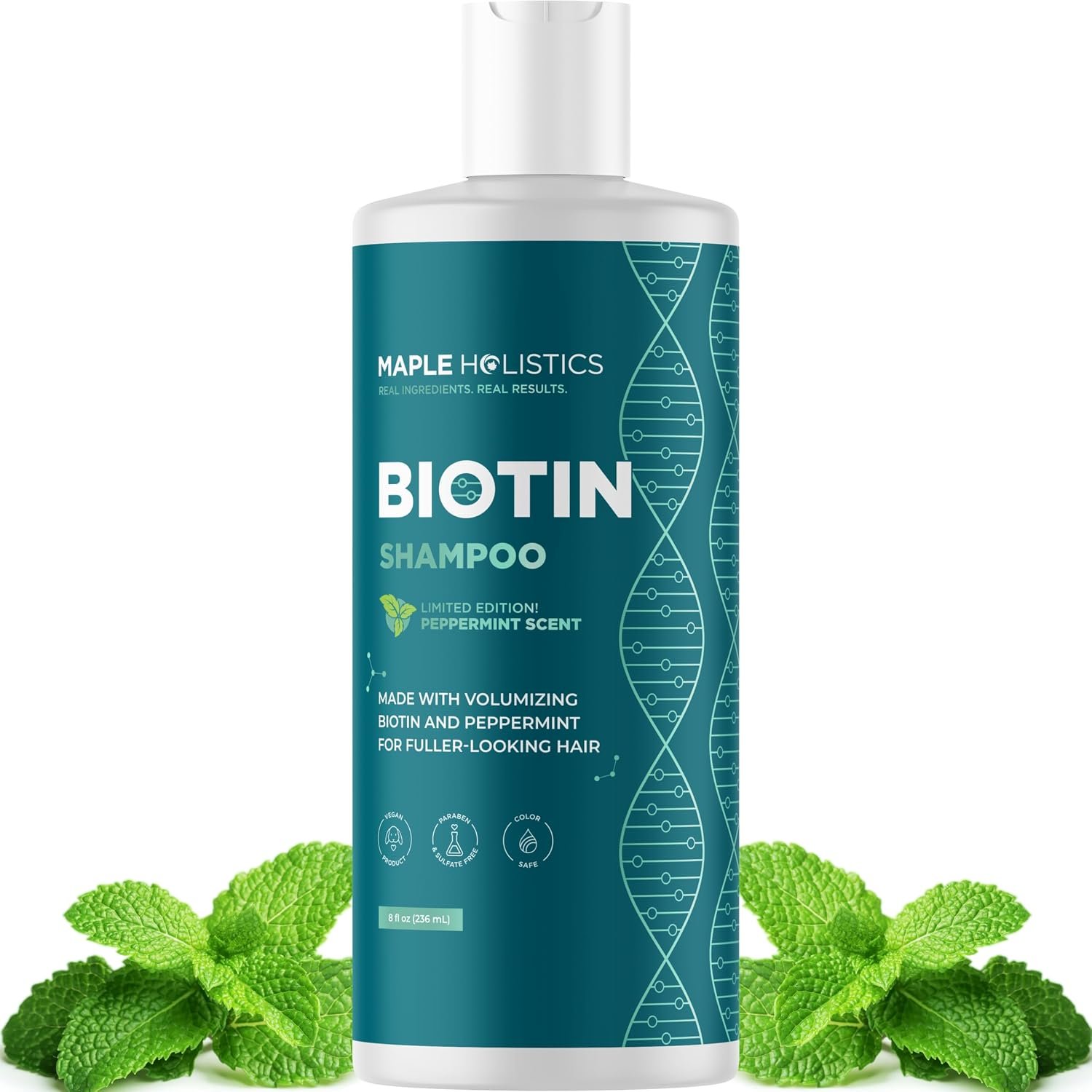 Volumizing Biotin Shampoo for Thinning Hair – Invigorating Peppermint Shampoo for Fine Hair with Argan Coconut and Olive Oils – Vegan & Color Safe – Paraben Silicone & Sulfate Free (8 Fl Oz)