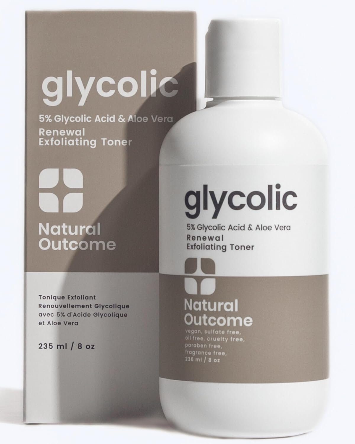 Natural Outcome Glycolic Acid Toner 5% for Face | Gentle Exfoliating Toner – with Aloe Vera & Quinoa Extract | Advance Anti-Aging Toning Solution Rejuvenates Skin & Minimizes Pore Appearance | 8 oz