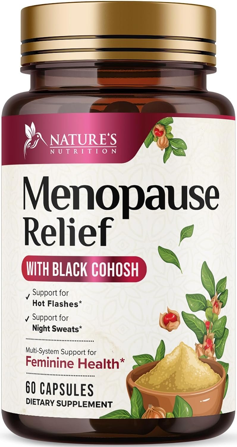 Menopause Supplements for Women – Complete Menopause Relief with Dong Quai & Black Cohosh – For Natural, Mild Hot Flash & Night Sweats – Hormone, Energy & Balance Support, Bottled in USA – 60 Capsules