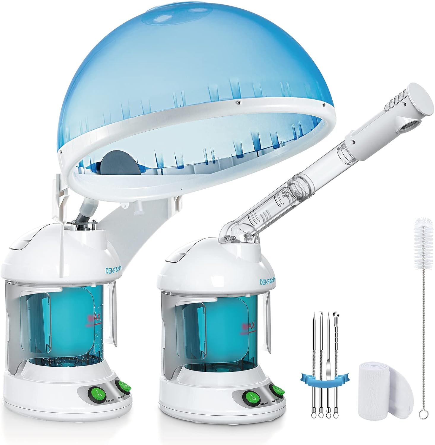 DENFANY 2 in 1 Hair & Facial Steamer Extendable 360° Arm for Home or Salon