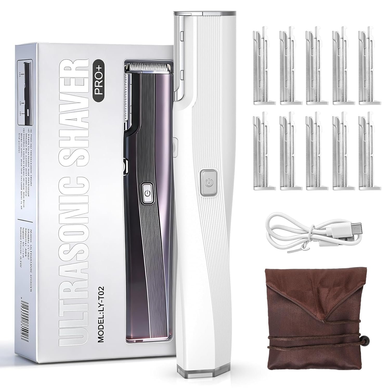 Dermaplane Razor for Women Face, Painless Sonic Dermaplane Tool with 10 Upgraded Micro Mesh Dermaplaning Blades, Women’s Facial Exfoliation & Peach Fuzz Hair Removal System (Pearl White)