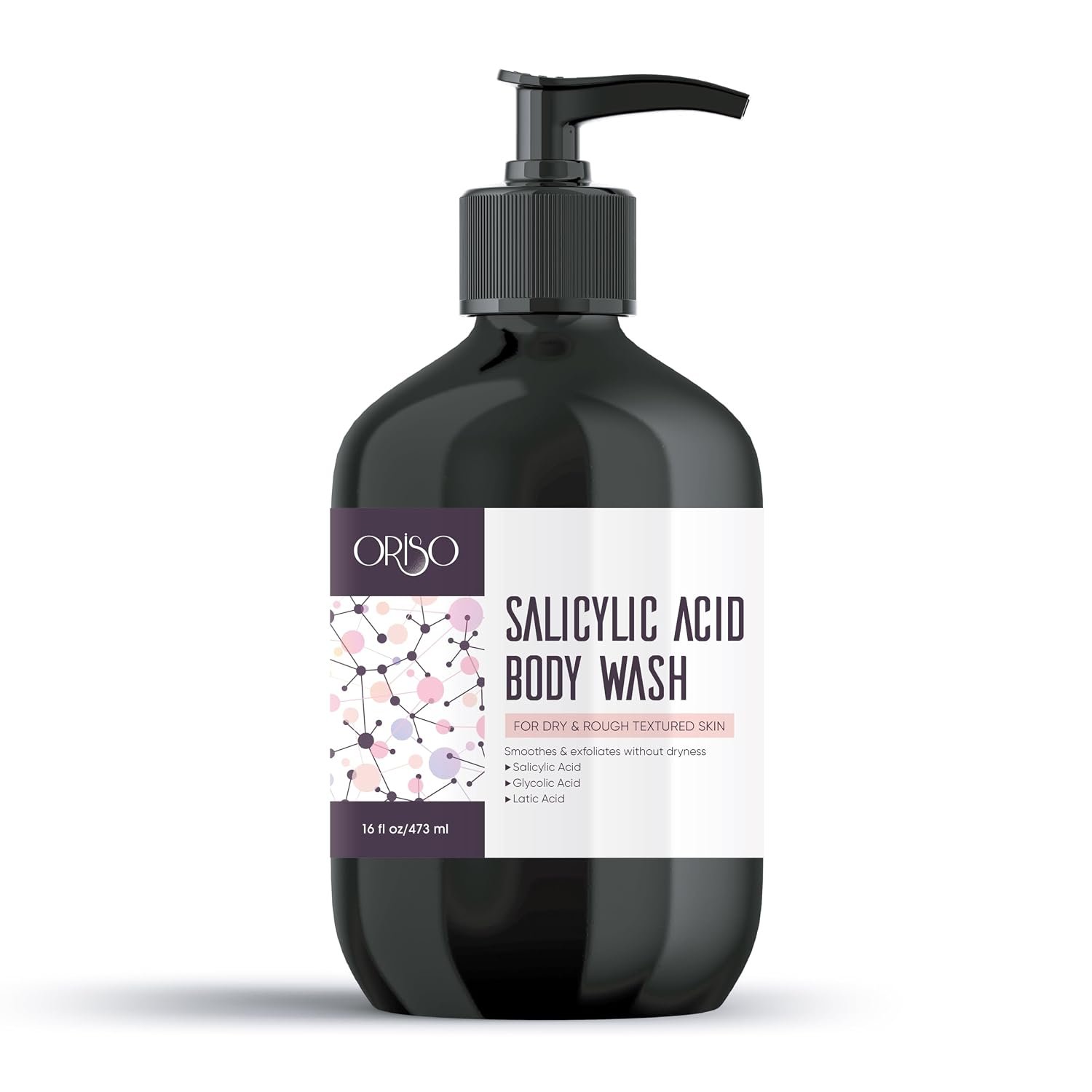 Salicylic Acid Body Wash – For Dry and Rough Textured Skin – Gentle Exfoliating Cleanser with Glycolic & Lactic Acid – Helps Smooth Skin Texture – 16 oz