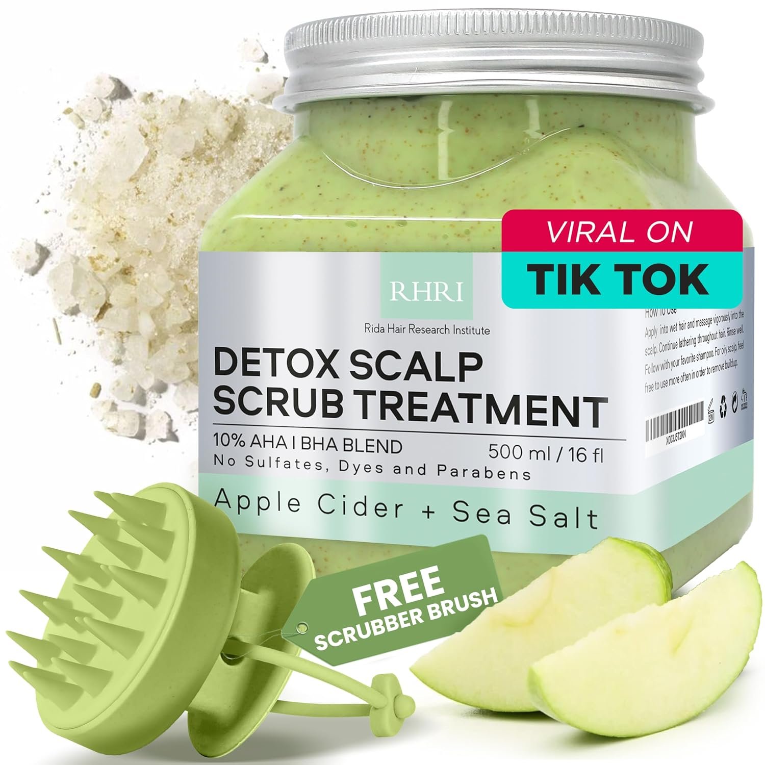 Apple Cider & Sea Salt Green Scalp Scrub Sulfate Free with 10% AHA & BHA