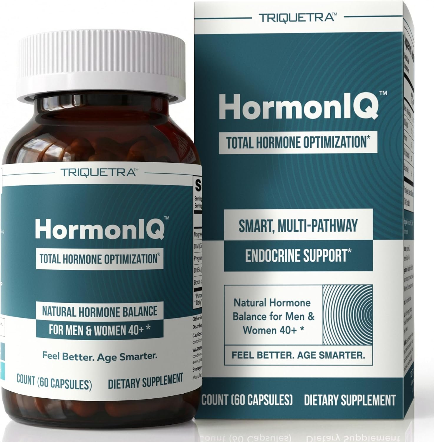 HormonIQ – Hormone Balance for Women & Men Over 40 | Pregnenolone 50mg, DHEA 25mg & DIM 150mg for Energy, Mental Clarity & Healthy Aging Support – Clinically Studied Ingredients, Vegan (60 Capsules)