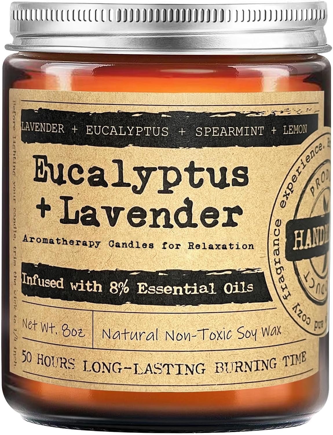 KOTKAS Lavender Eucalyptus Scented Candles – 8oz Natural Scented Soy Candles for Home Non Toxic Aromatherapy Lavender Candles Gifts for Women Bath Relaxing Calming Soothing Relaxation Stress Relief