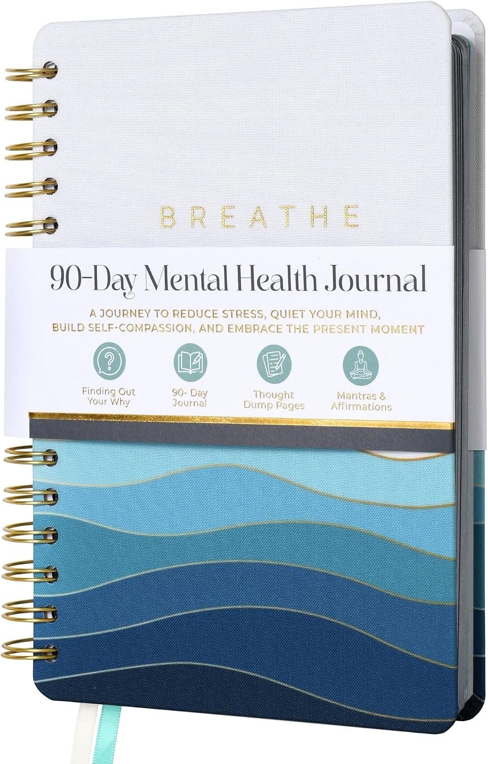 90-Day Guided Mental Health Journal for Stress & Mindfulness – Spiral