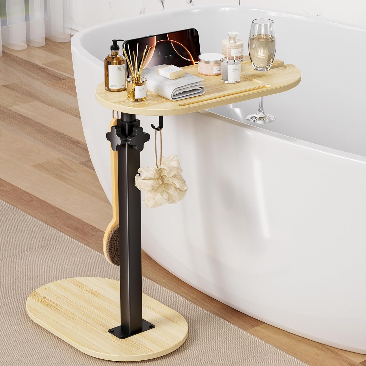 Bamboo Bathtub Table with Adjustable Height