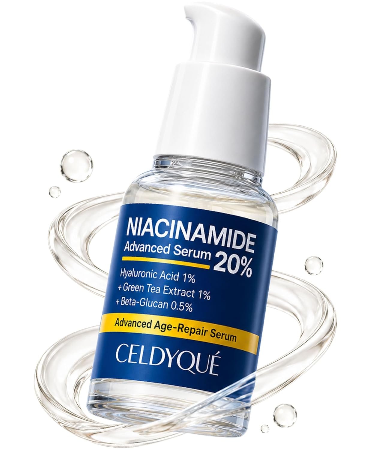 Niacinamide 20% + Hyaluronic Acid 1% Serum for Face w/Green Tea Extract – Pore Minimizer, Even Skin Tone, Fine Line Vitamin B3 Beta-Glucan Korean Skincare
