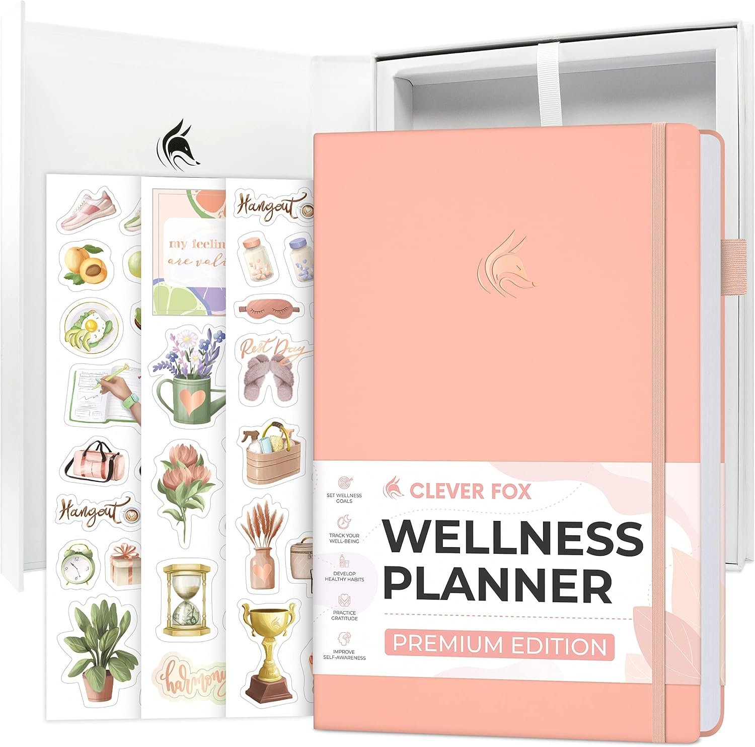 Clever Fox Wellness Journal Premium for Women, Workout & Food Light Pink