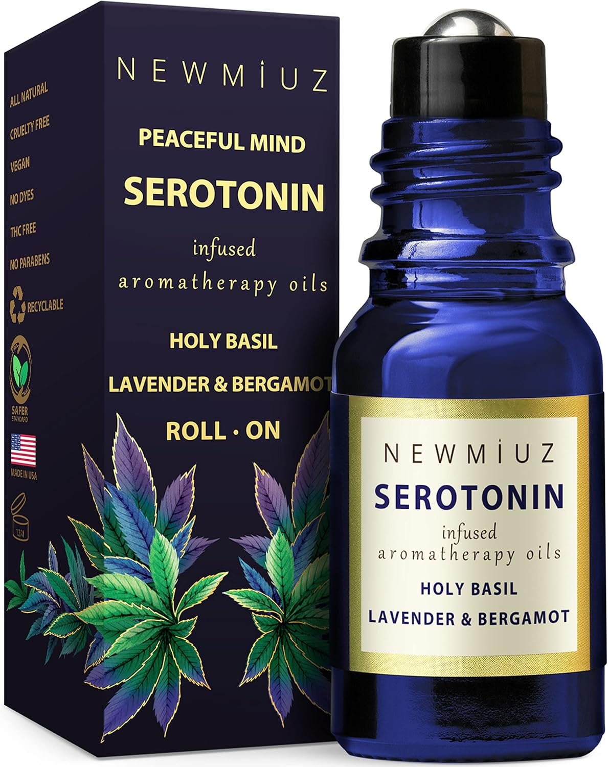 Calming Roll On Essential Oil Blend Anti Stress Roller Lavender Bergamot Holy Basil Destress Relief Gifts for Women Perfect Stocking Stuffers NEW MIUZ