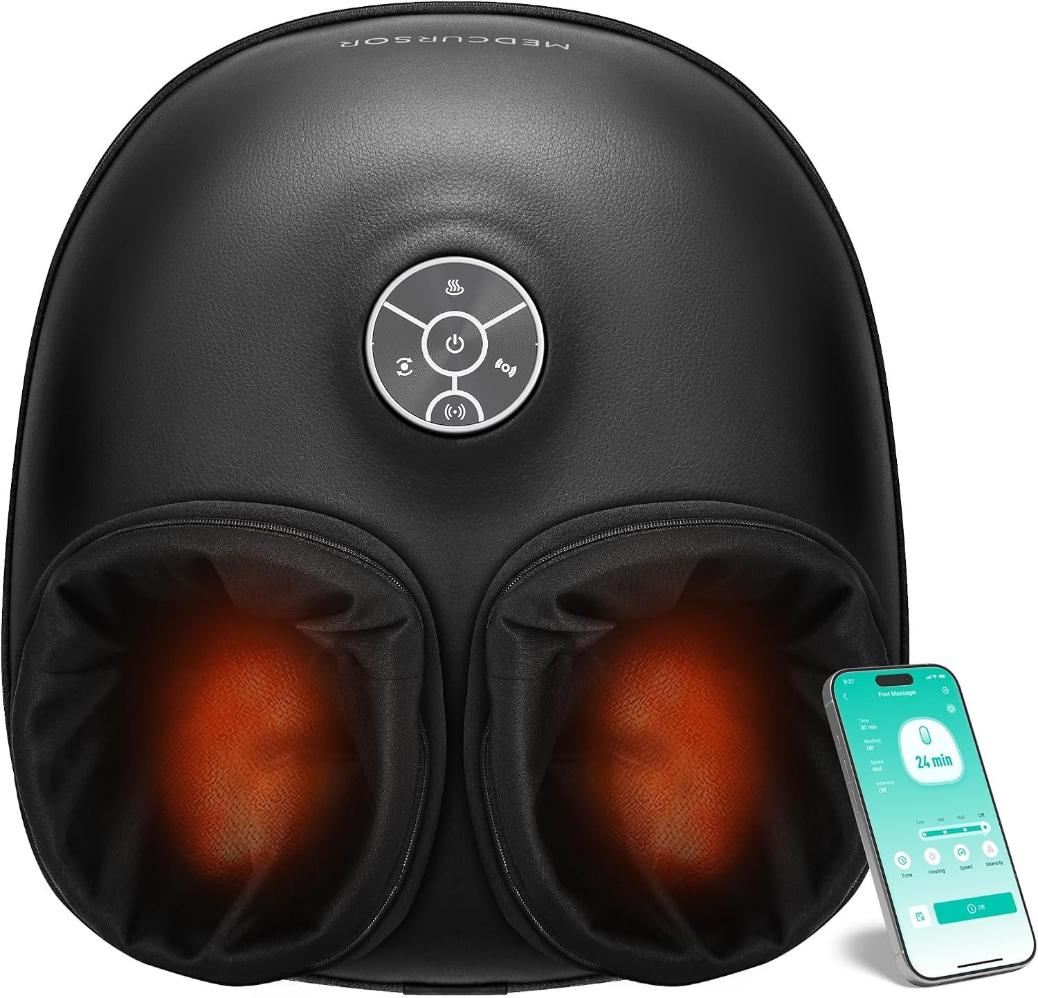 Medcursor Foot Massager with Heat – 2026 Upgraded Shiatsu Deep Kneading Machine, Multi Air Compression Intensity, Smart APP Mobile Remote Control, Feet Massage for Mom Women