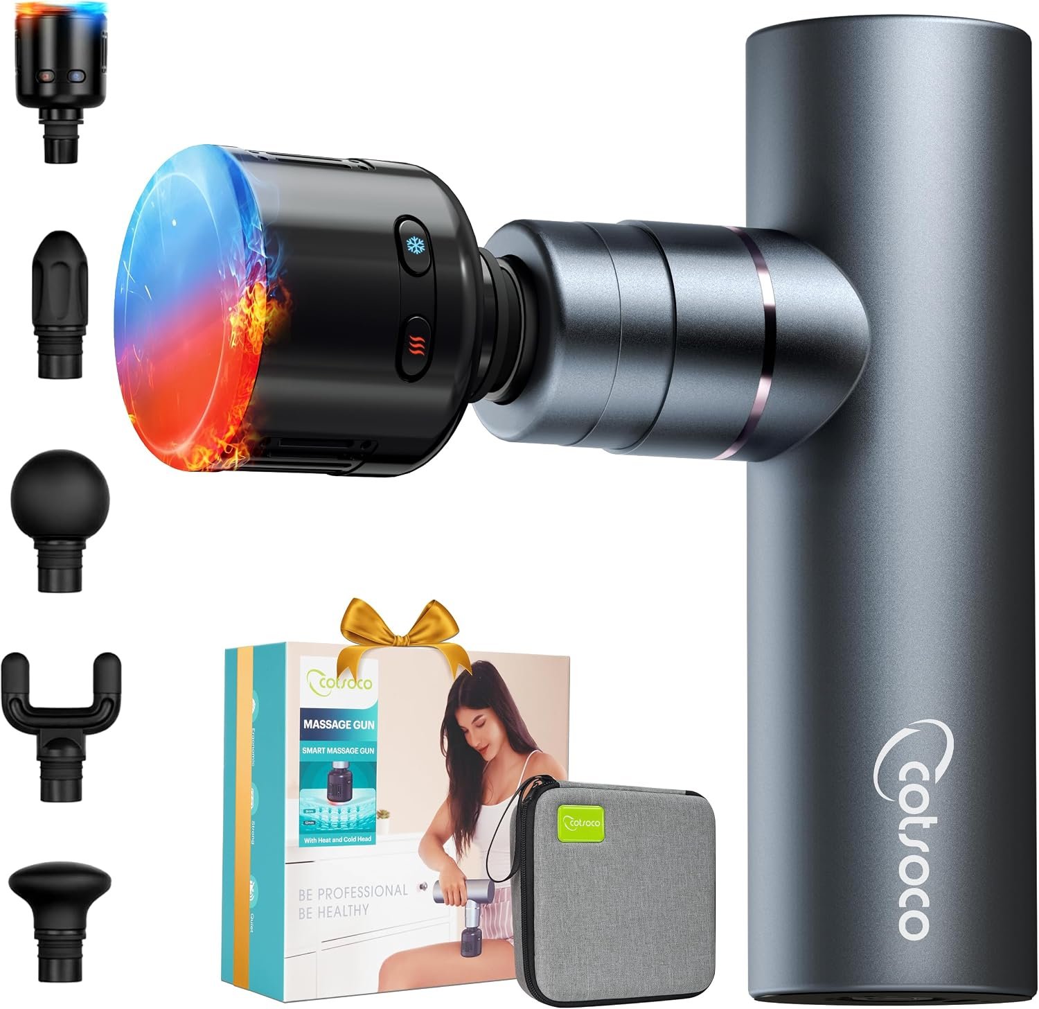cotsoco Mini Massage Gun with Heat and Cold, 45lbs Force, 8H Battery