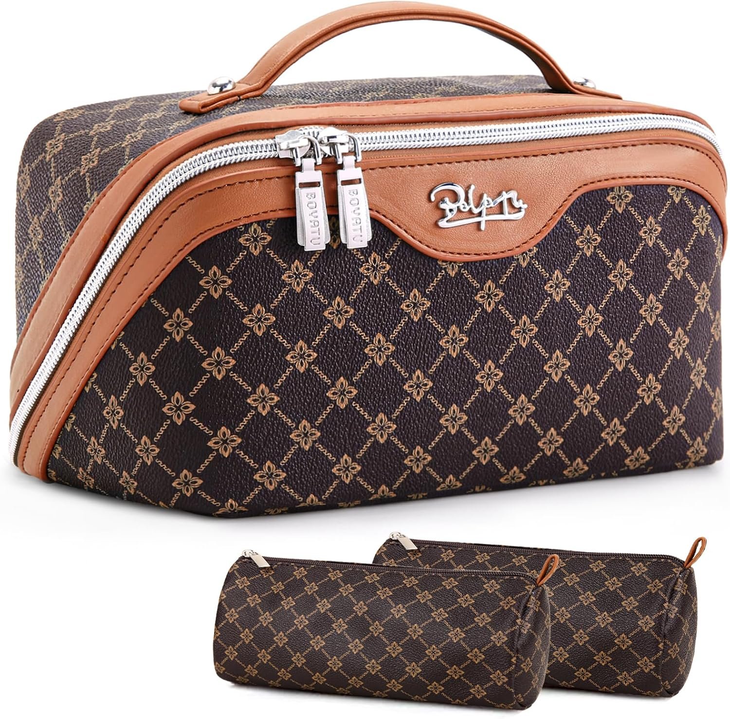 BOYATU Travel Makeup Bag Cosmetic Bags for Women: 3-Piece Make up Bag Set