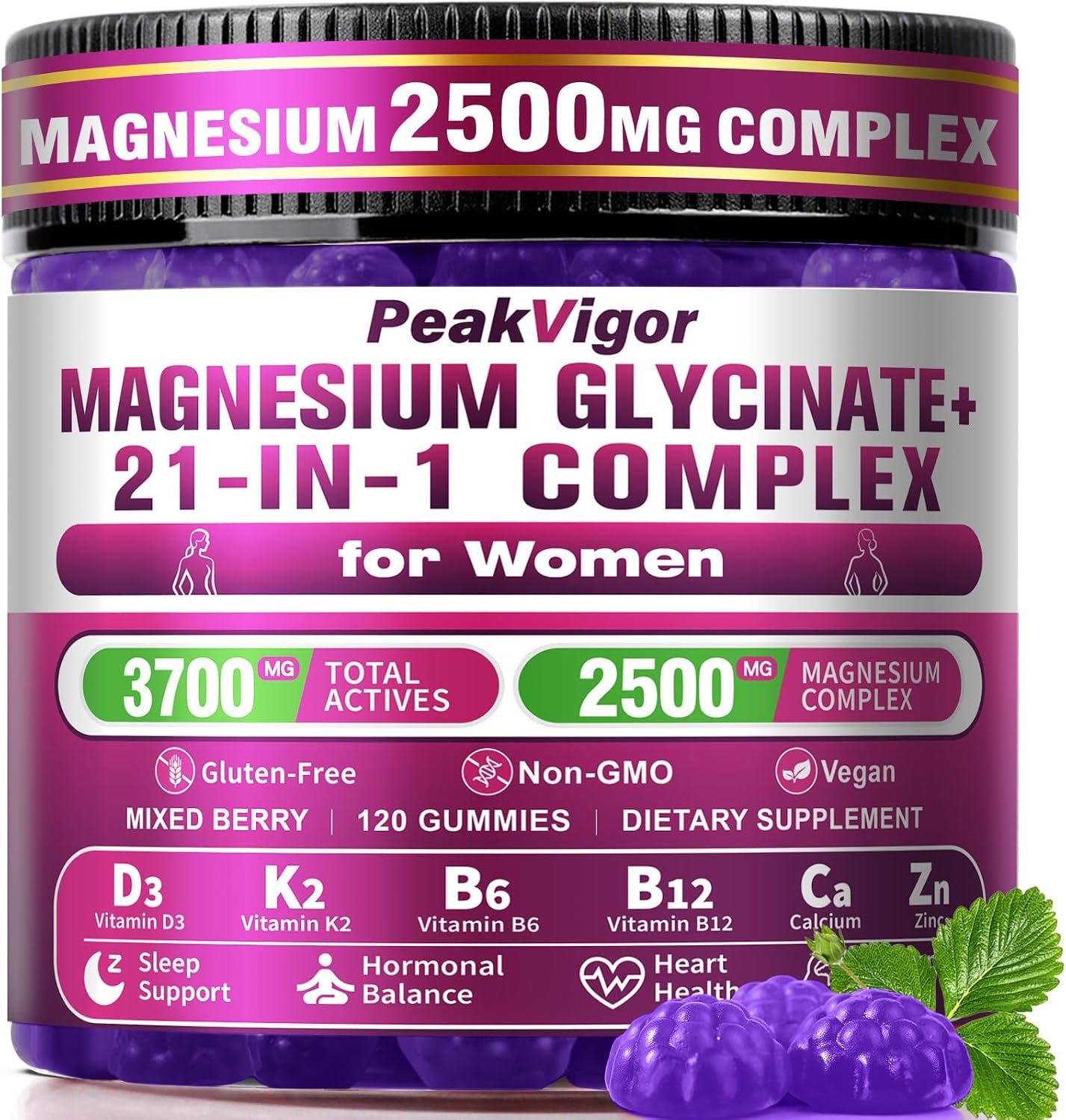 21 in 1 Magnesium Glycinate Gummy for Women, 120 Gummies