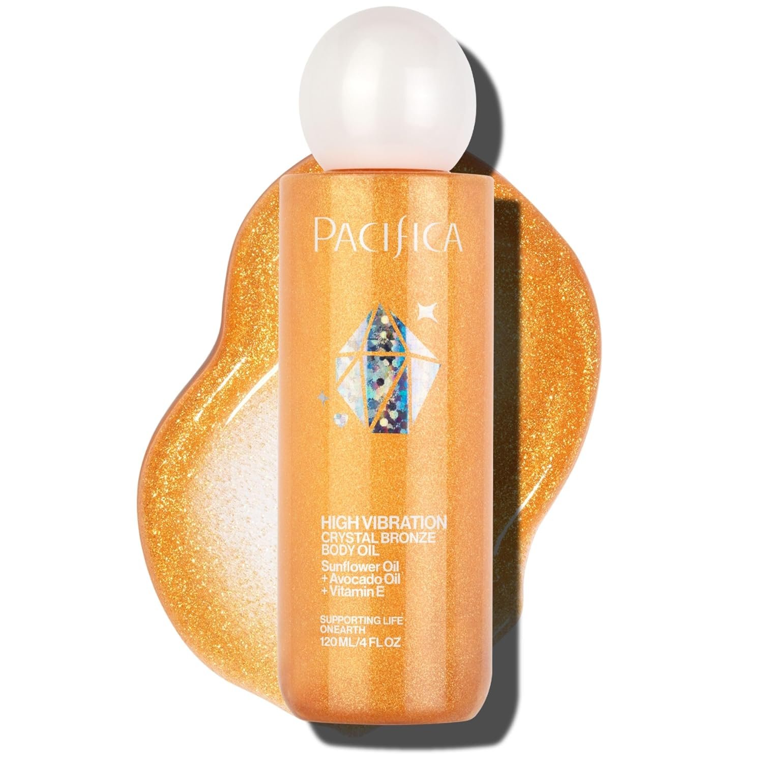 Pacifica Bronzing Body Oil – Crystal Bronze Shimmering Oil for Natural Sun-Kissed Glow, Hydrating Body Illuminator, Vanilla Coconut Scent, Vegan & Cruelty-Free, Clean Beauty, 4 fl oz