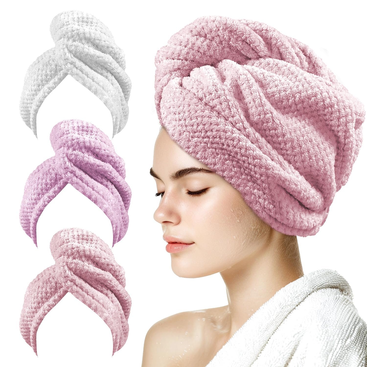 my novel things 3 Pack Microfiber Hair Towel Wrap for Curly Hair Women