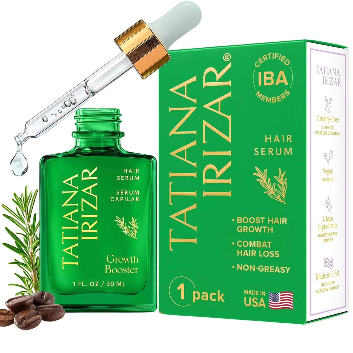 Hair Growth Serum Women Made in USA – Scalp Serum For Hair Growth Non-Greasy Biotin Rosemary, Amla & Caffeine Hair Loss – 1 Fl.Oz Residue-Free Gotero Anticaida y Crecimiento – Hair Regrowth Treatments