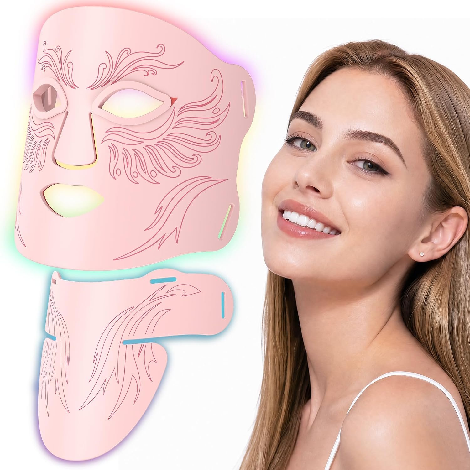 Portable Red Light Therapy Mask (M09) – 850nm NIR LED Face & Neck Device, Rechargeable Light Therapy Mask, 240-Minute Use for Home Skin Care