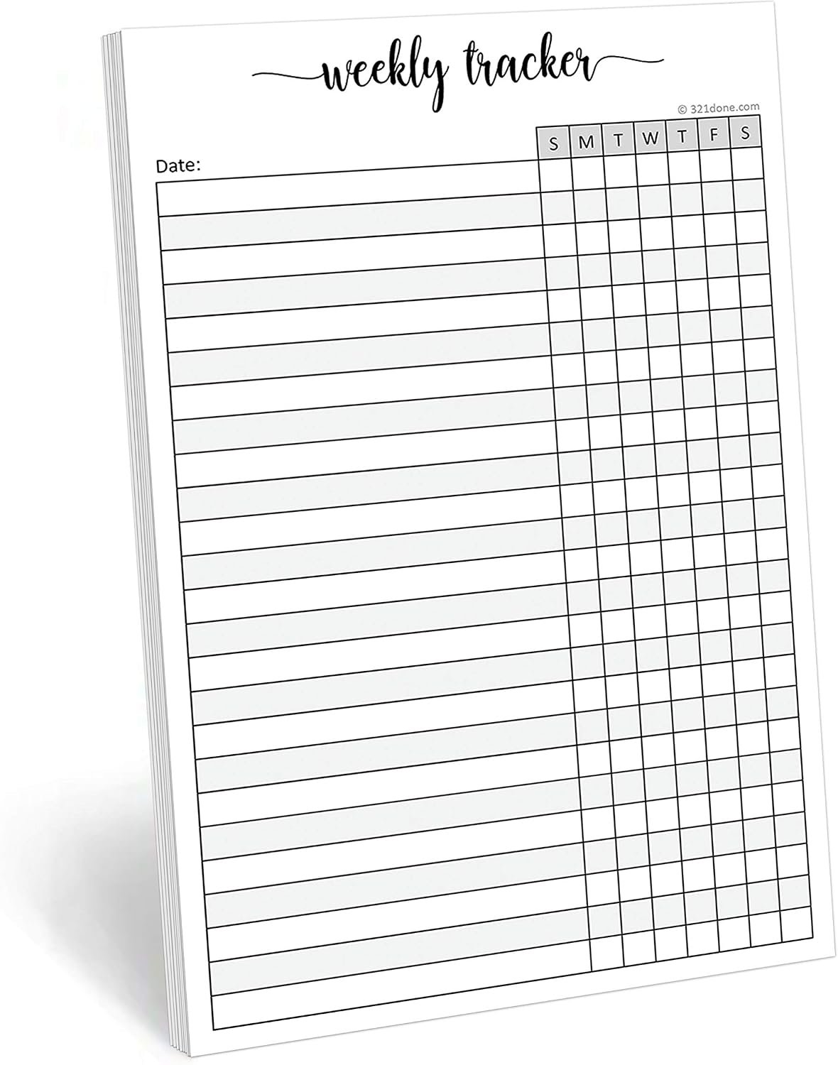 321Done Weekly Tracker Notepad, 5.5×8.5 Inches, 50 Sheets, Sunday Start
