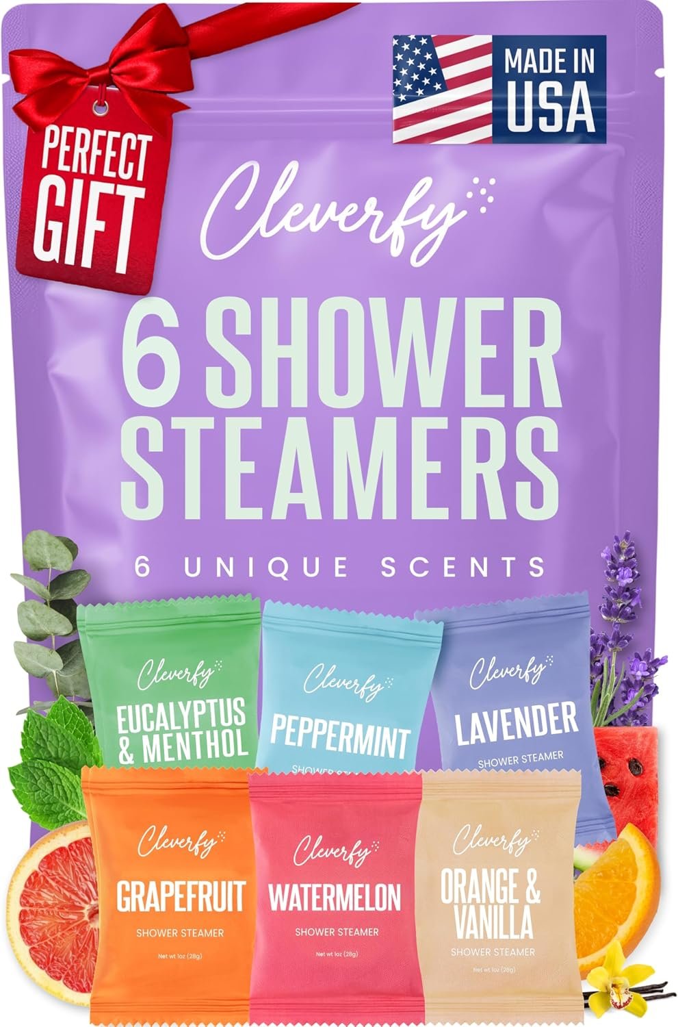 Cleverfy Shower Steamers Aromatherapy Gifts for Women and Men, 6 Tablets