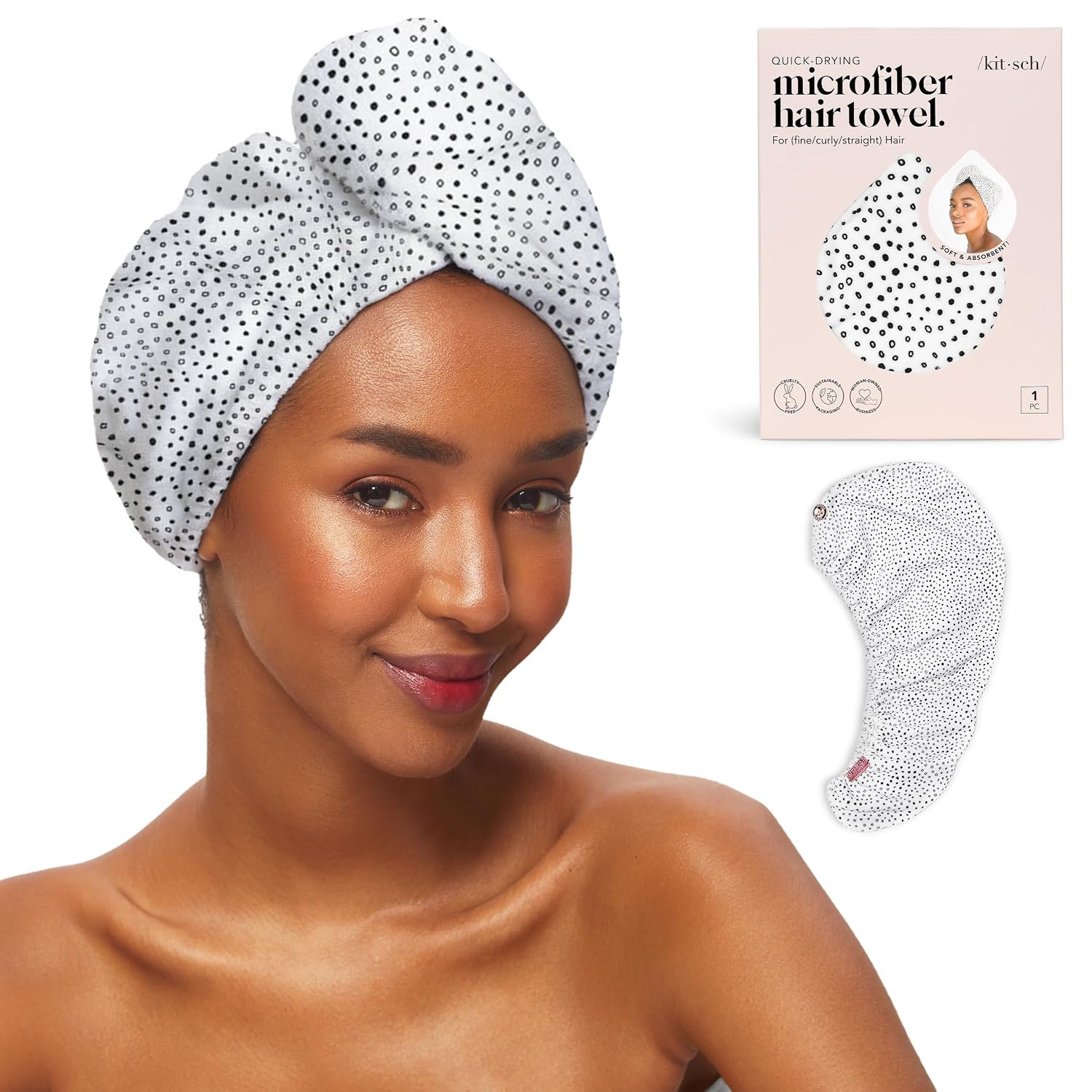 Kitsch Microfiber Hair Towel Wrap for Women – Micro Dot