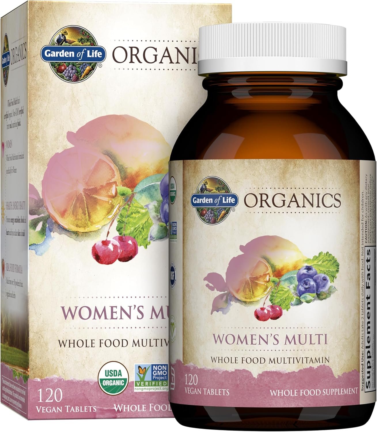 Garden of Life Organics Women’s Multivitamin, USDA Organic, 120 Tablets