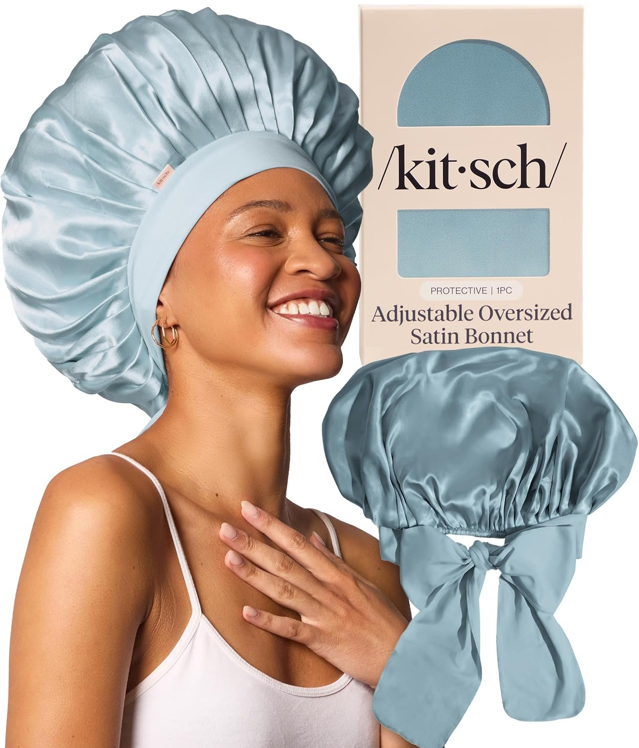 Kitsch XL Satin Bonnet for Sleeping – Haze Blue
