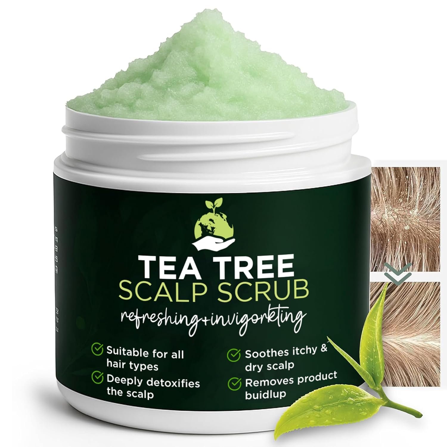 Tea Tree Scalp Scrub with Tea Tree Oil for Itchy & Dry Scalp, Reduce Flakes