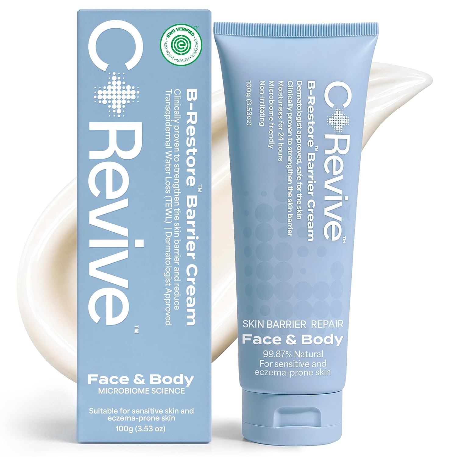 Barrier Repair Cream for Dry, Sensitive & Eczema-Prone Skin, Oncology Friendly +300% Hydration, Lightweight Non-Greasy 24HR Moisturizer, Dermatologist Tested, EWG VERIFIED™, Fragrance Free