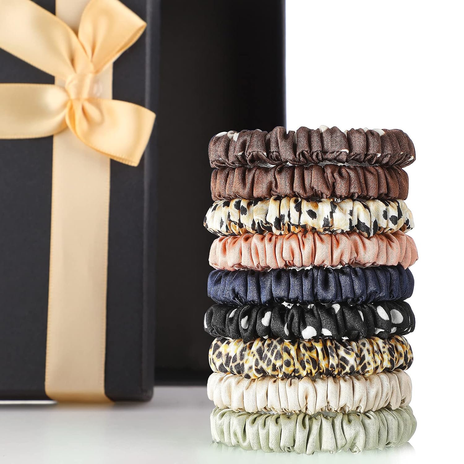 Chuangdi 9 Mulberry Silk Scrunchy, Dark Colors, Vivid Style