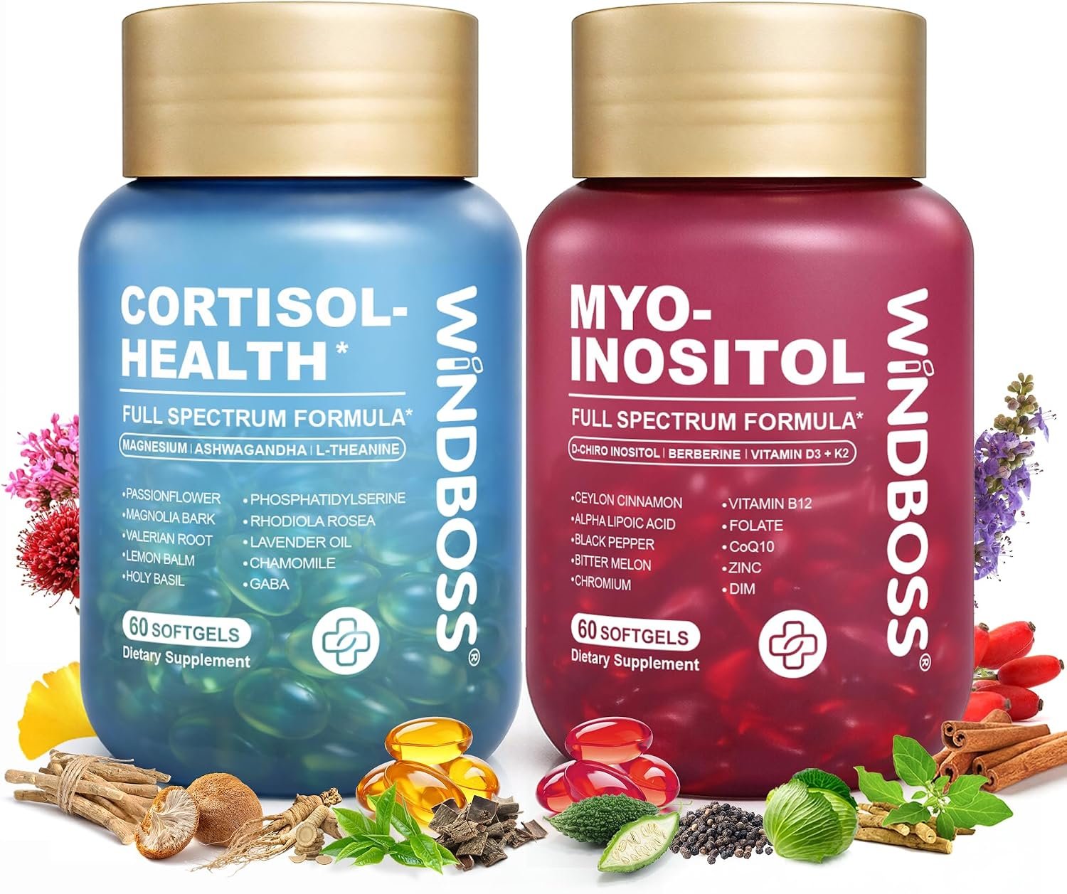 Myo Inositol & Cortisol Supplements for Women, Dual Formula, 120 Softgels
