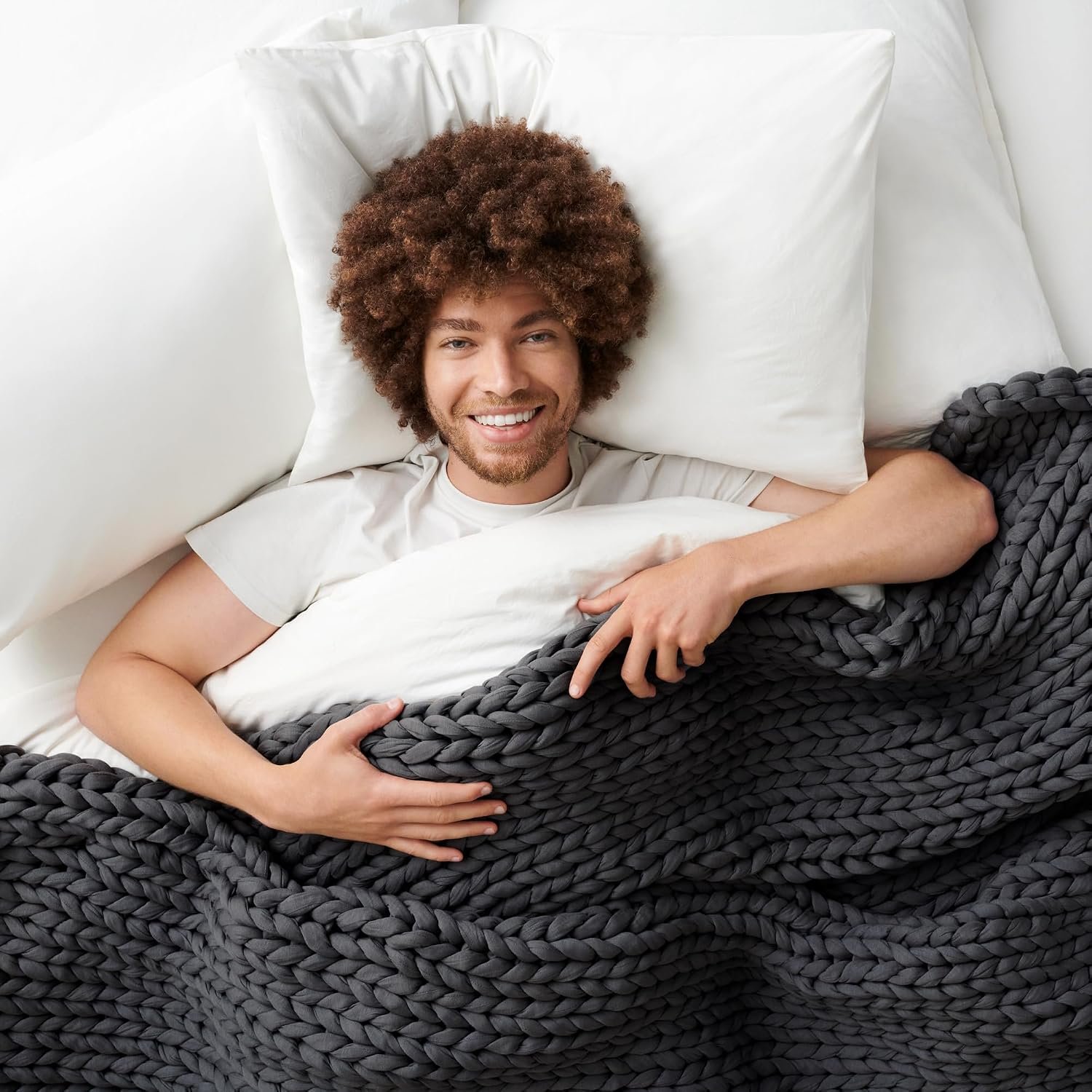 Bearaby Heavy Weight Weighted Ocean Polyfill Hugger Blanket (Asteroid Grey, 20 lbs.)
