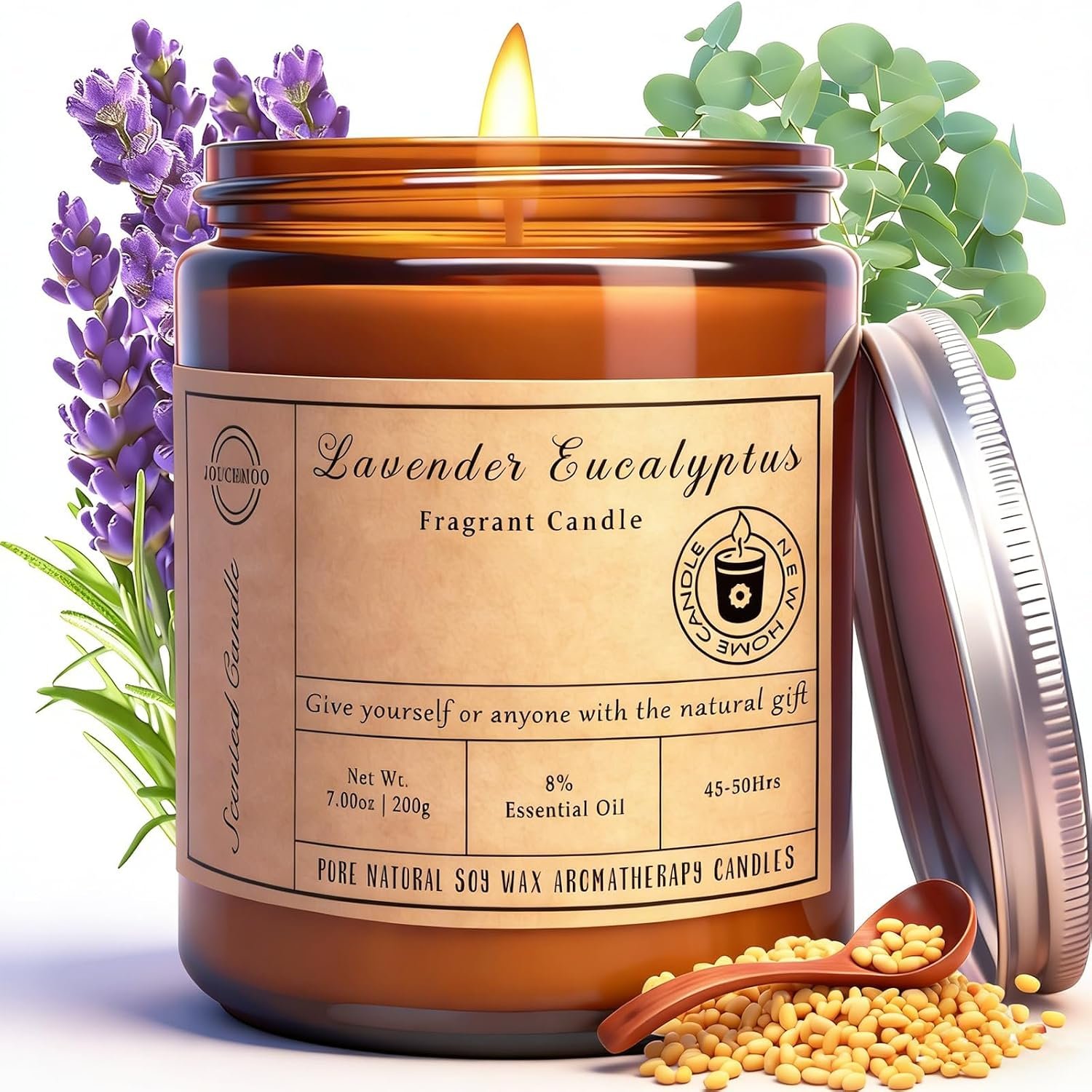 Lavender Eucalyptus Scented Candles, 7oz Non Toxic Aromatherapy Candle Gift