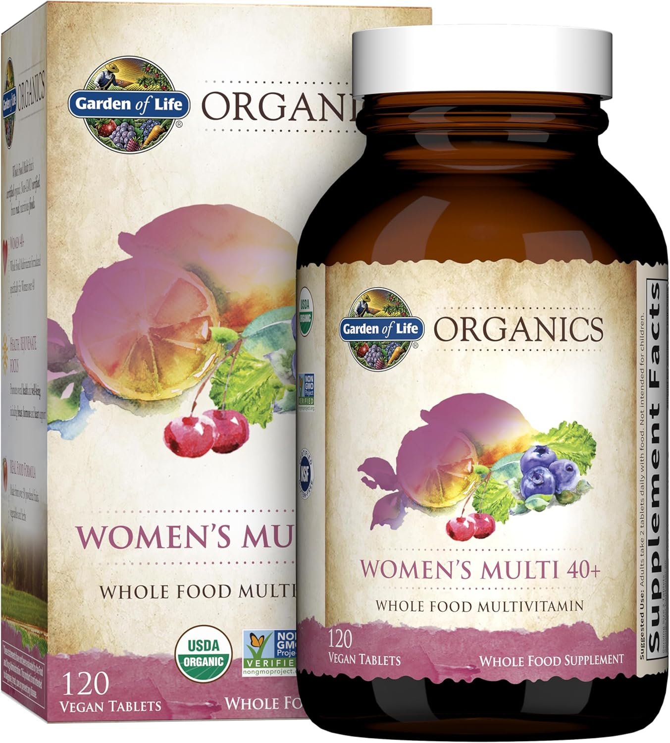 Garden of Life Organics Women 40+ Multivitamin, Vegan, 120 Tablets
