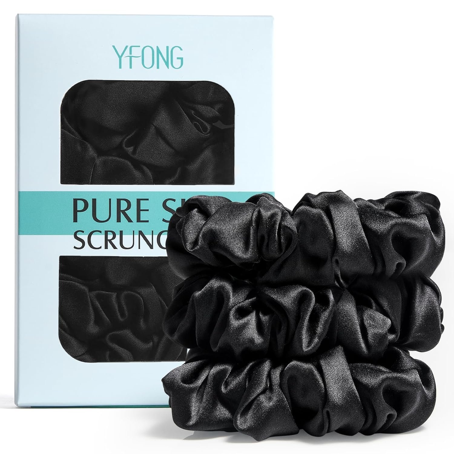 YFONG 3 PCS 100% Mulberry Silk Scrunchies for Women Girls, Soft No Damage